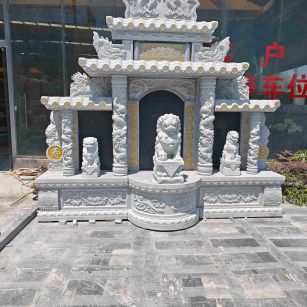 贺州芝麻白中国黑石材套墓 花岗岩墓碑